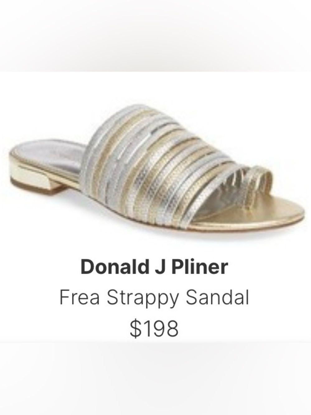Donald J. Pliner Gold Metallic Sandals Frea Slide style. Slip on sandal Sz 5